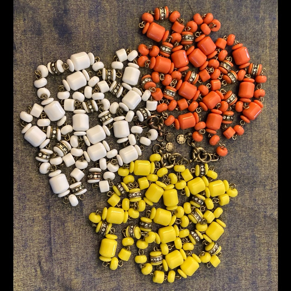 J. CREW 3 Signed Necklaces in Orange, Yellow & White